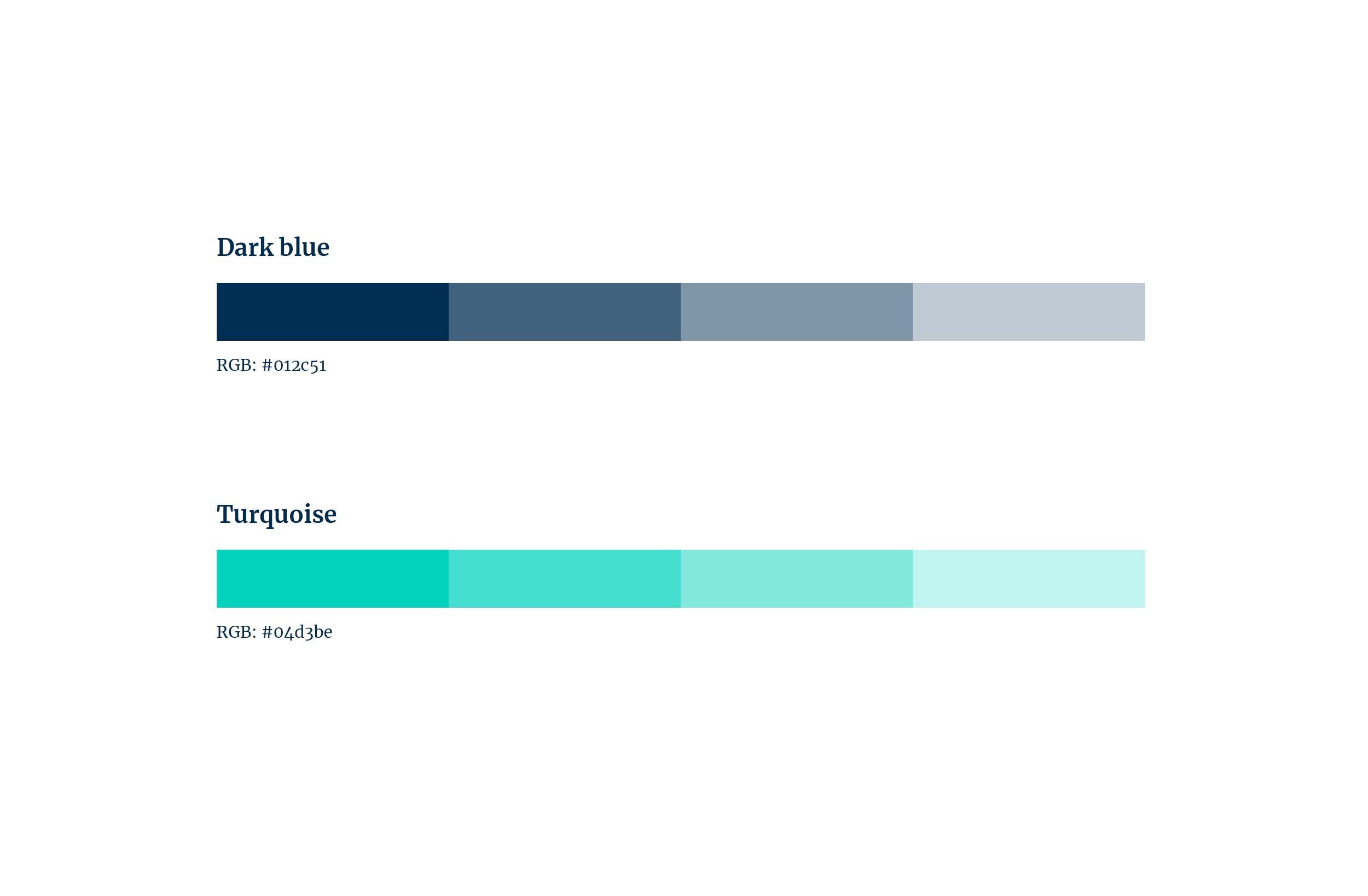 Quick view of the two principal brand colors: navy and teal