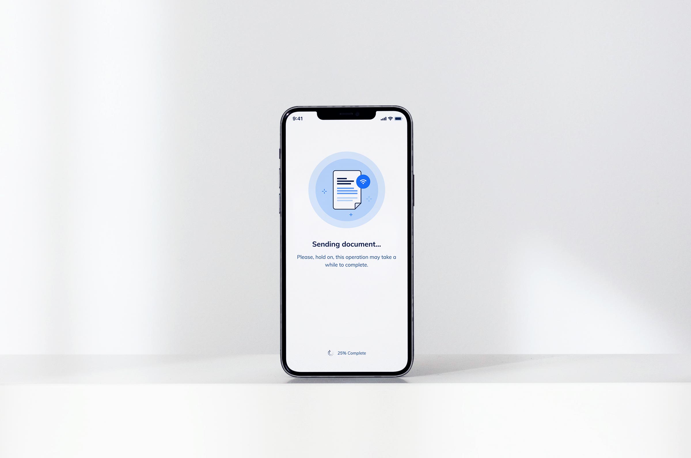 iPhone 11 showing the loading screen of the document feature